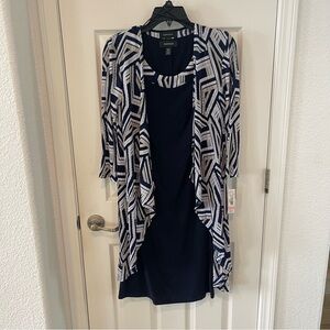 R&M Richards Geometric Print Jacket Dress 2 Piece Set